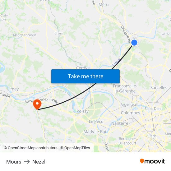 Mours to Nezel map