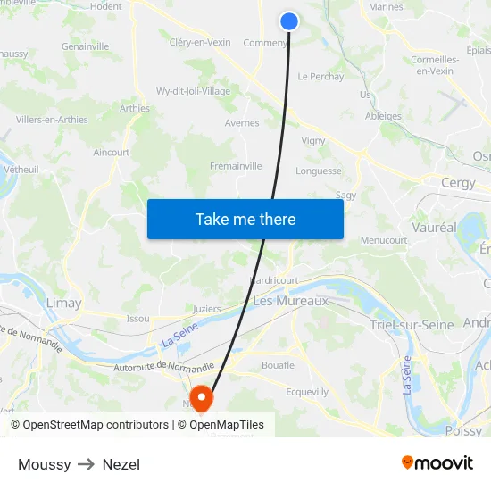 Moussy to Nezel map