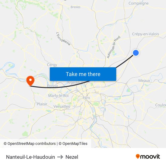 Nanteuil-Le-Haudouin to Nezel map