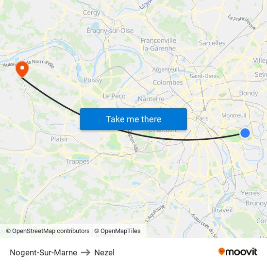 Nogent-Sur-Marne to Nezel map