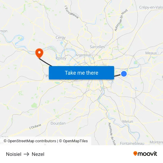 Noisiel to Nezel map
