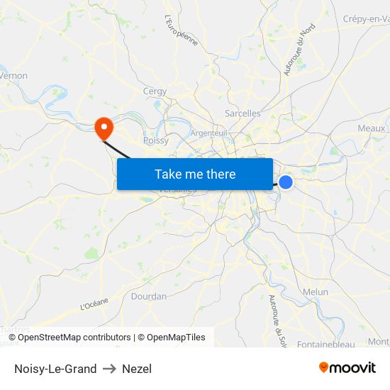 Noisy-Le-Grand to Nezel map