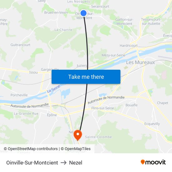Oinville-Sur-Montcient to Nezel map