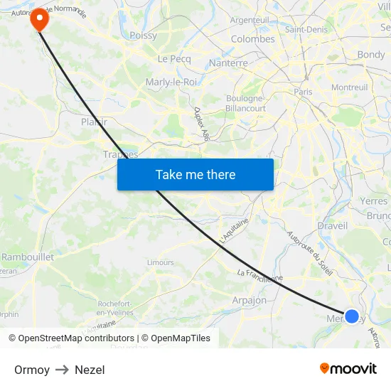 Ormoy to Nezel map