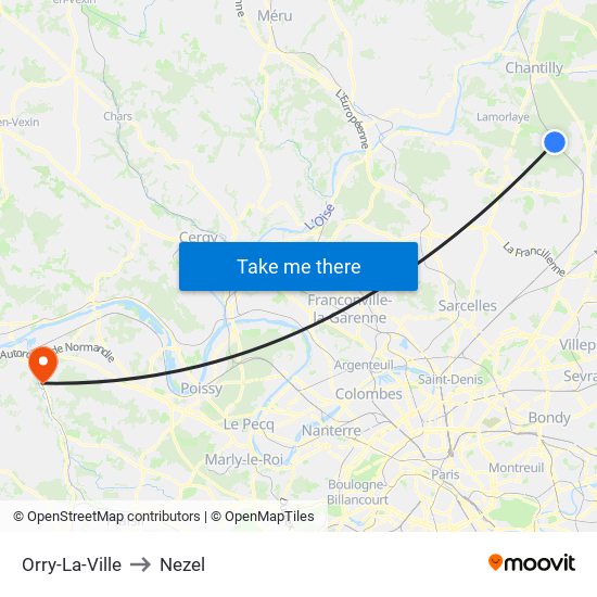 Orry-La-Ville to Nezel map