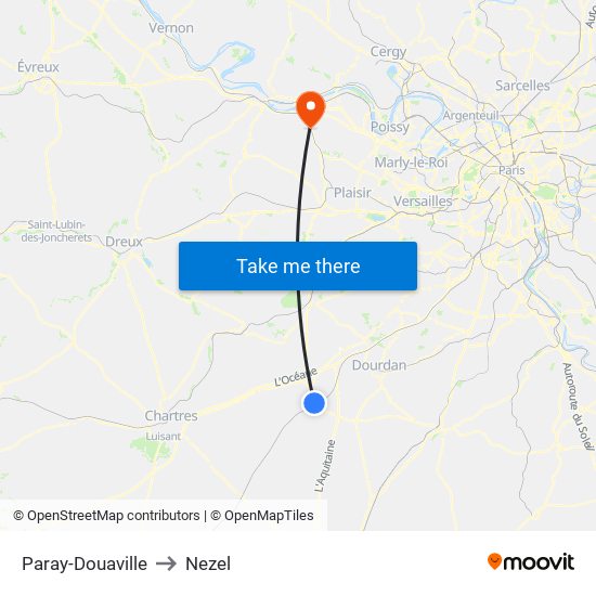 Paray-Douaville to Nezel map
