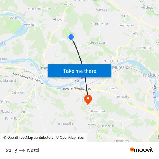 Sailly to Nezel map