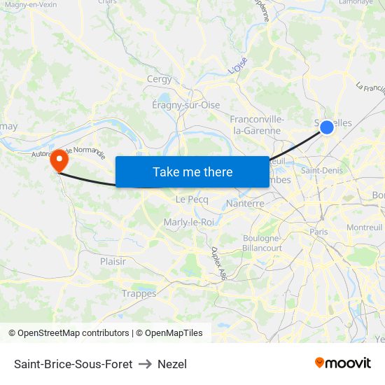 Saint-Brice-Sous-Foret to Nezel map