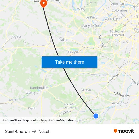 Saint-Cheron to Nezel map