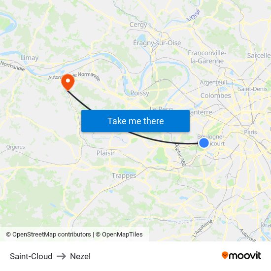 Saint-Cloud to Nezel map