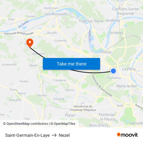 Saint-Germain-En-Laye to Nezel map