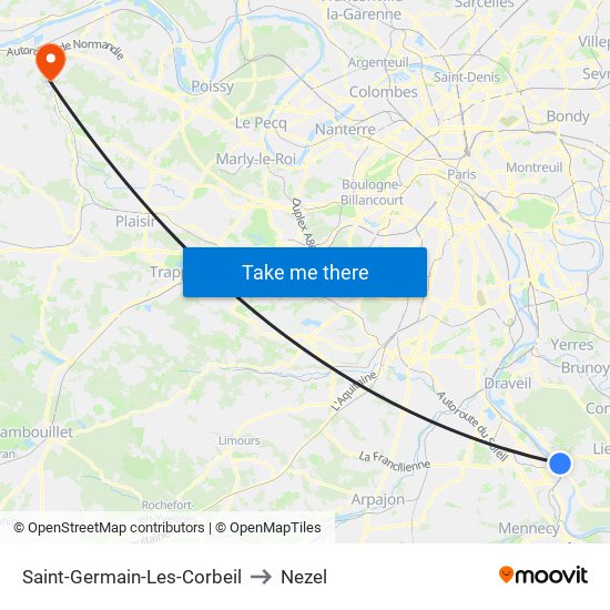 Saint-Germain-Les-Corbeil to Nezel map