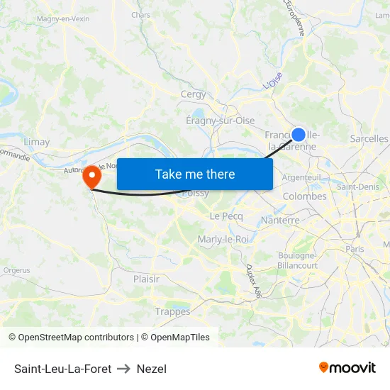 Saint-Leu-La-Foret to Nezel map