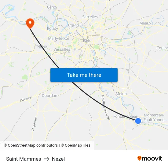 Saint-Mammes to Nezel map