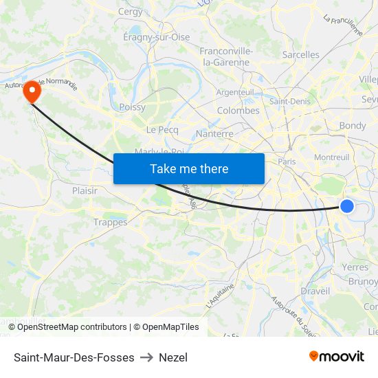 Saint-Maur-Des-Fosses to Nezel map
