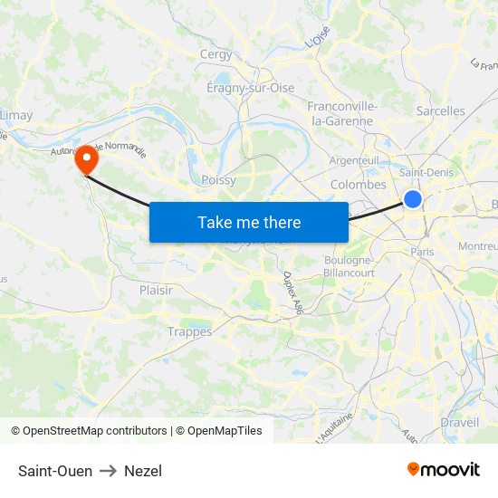 Saint-Ouen to Nezel map