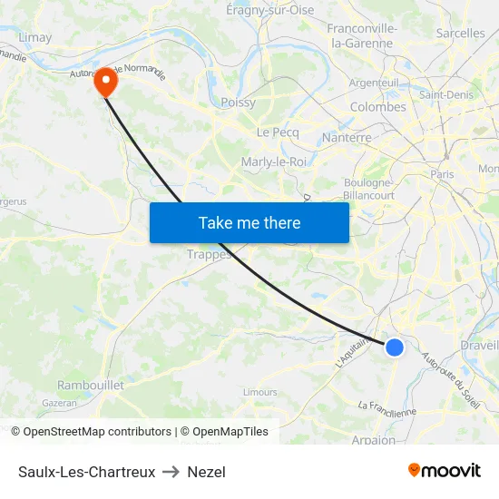 Saulx-Les-Chartreux to Nezel map