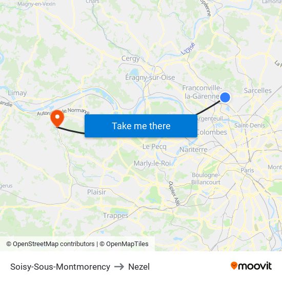 Soisy-Sous-Montmorency to Nezel map