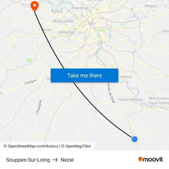 Souppes-Sur-Loing to Nezel map