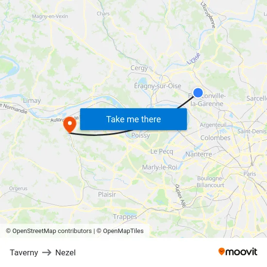 Taverny to Nezel map