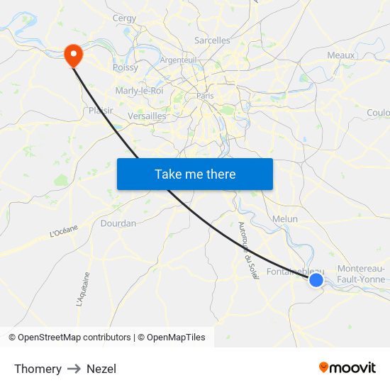 Thomery to Nezel map