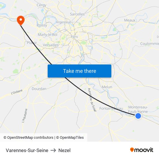 Varennes-Sur-Seine to Nezel map