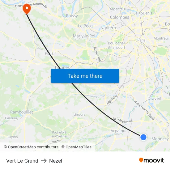Vert-Le-Grand to Nezel map