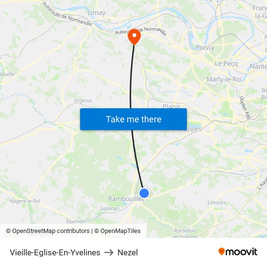 Vieille-Eglise-En-Yvelines to Nezel map