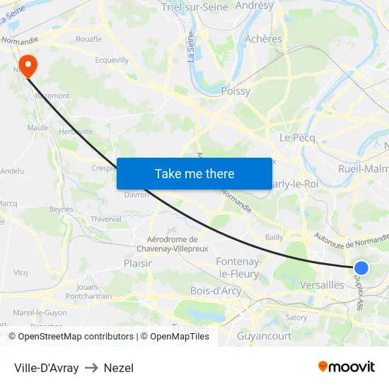 Ville-D'Avray to Nezel map