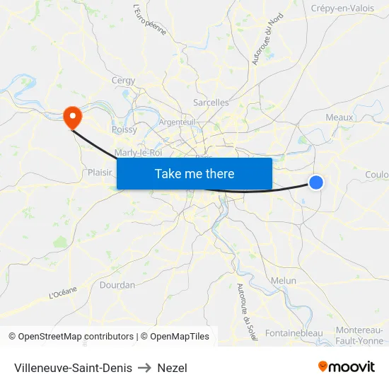 Villeneuve-Saint-Denis to Nezel map
