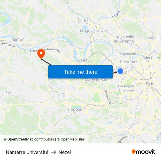 Nanterre Université to Nezel map