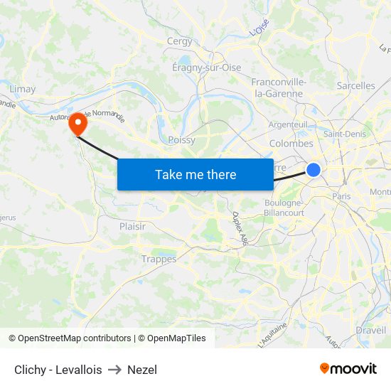 Clichy - Levallois to Nezel map