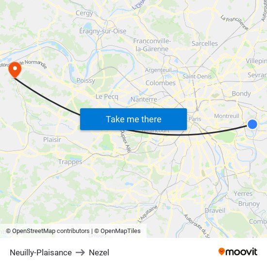 Neuilly-Plaisance to Nezel map