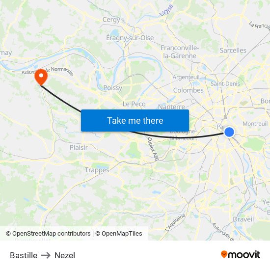 Bastille to Nezel map