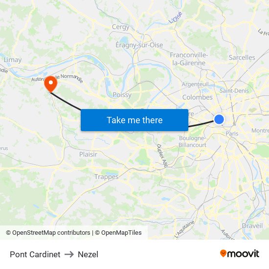 Pont Cardinet to Nezel map