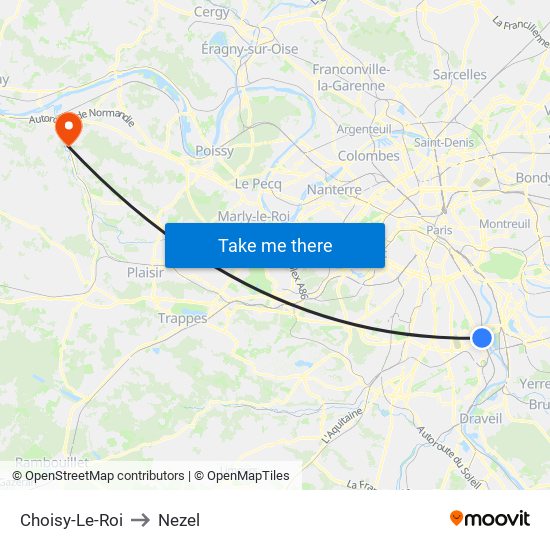 Choisy-Le-Roi to Nezel map