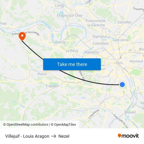 Villejuif - Louis Aragon to Nezel map