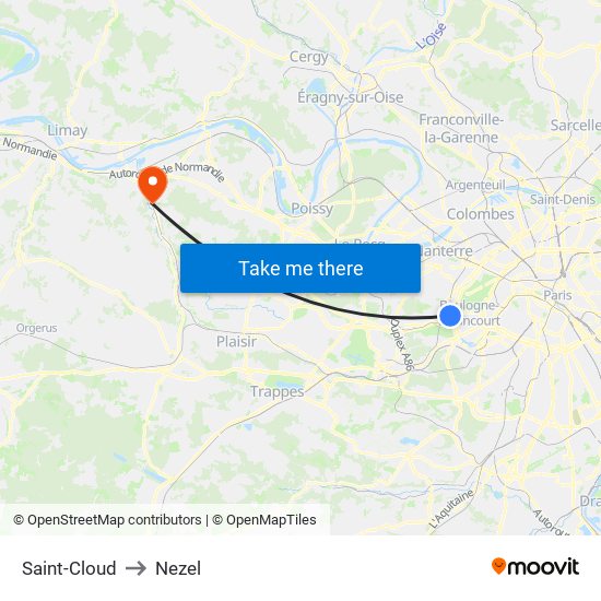 Saint-Cloud to Nezel map