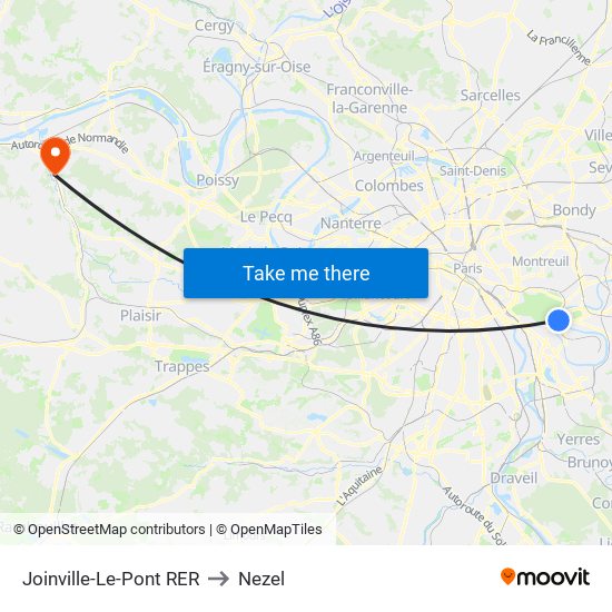 Joinville-Le-Pont RER to Nezel map