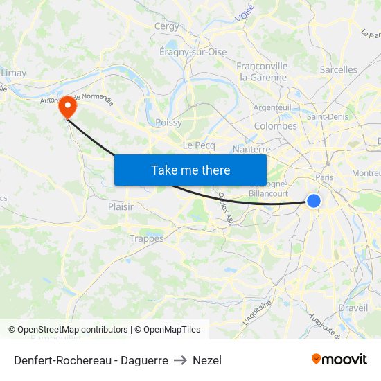 Denfert-Rochereau - Daguerre to Nezel map