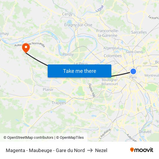 Magenta - Maubeuge - Gare du Nord to Nezel map