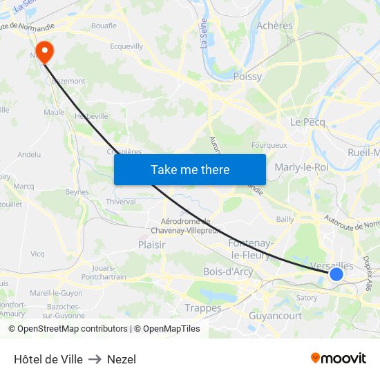 Hôtel de Ville to Nezel map