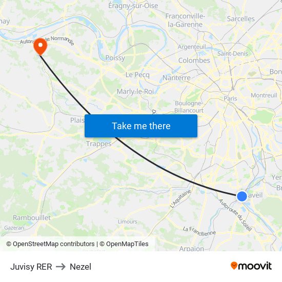 Juvisy RER to Nezel map