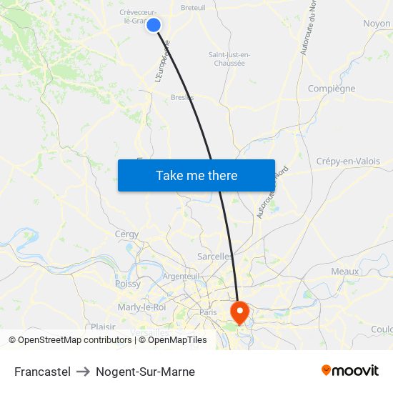 Francastel to Nogent-Sur-Marne map