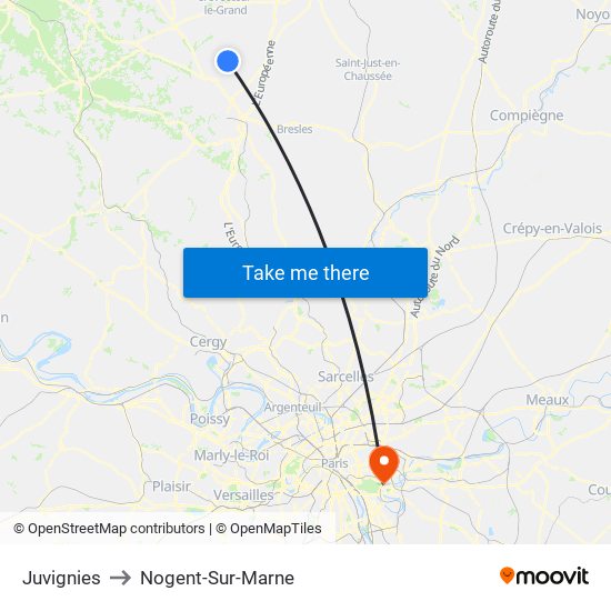 Juvignies to Nogent-Sur-Marne map