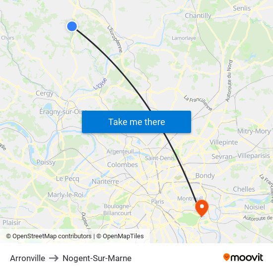 Arronville to Nogent-Sur-Marne map