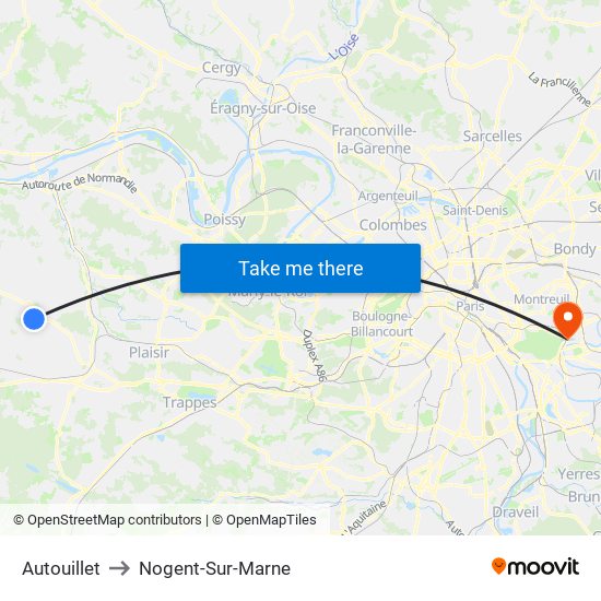 Autouillet to Nogent-Sur-Marne map