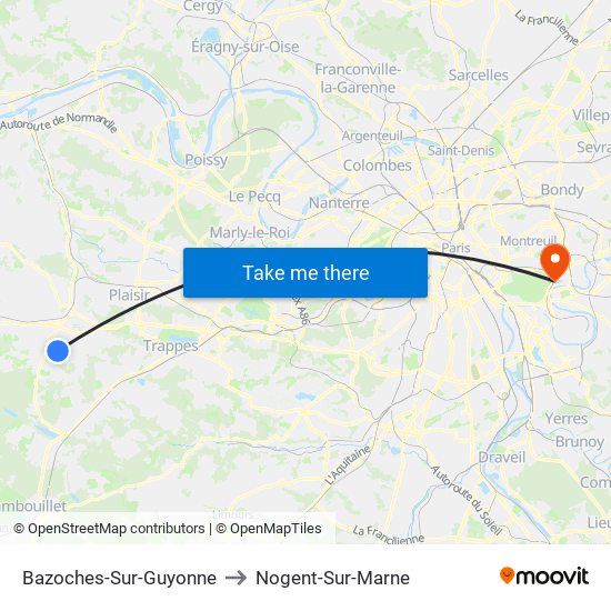 Bazoches-Sur-Guyonne to Nogent-Sur-Marne map