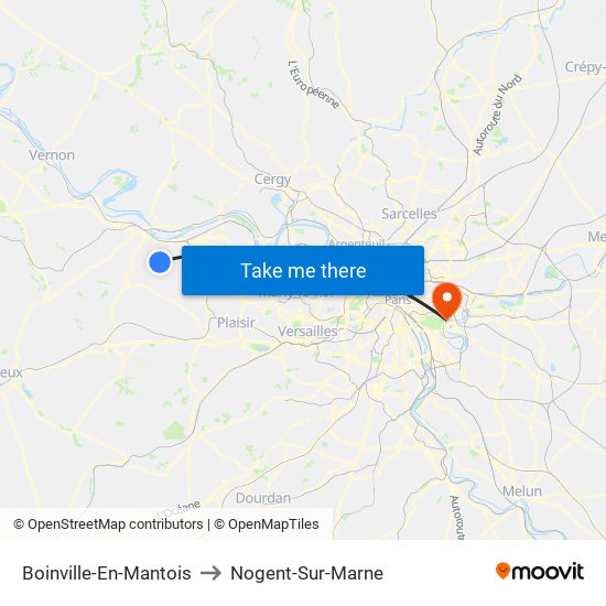 Boinville-En-Mantois to Nogent-Sur-Marne map