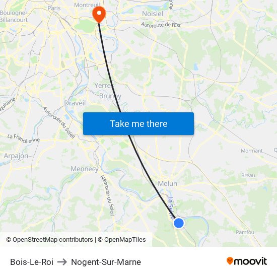 Bois-Le-Roi to Nogent-Sur-Marne map